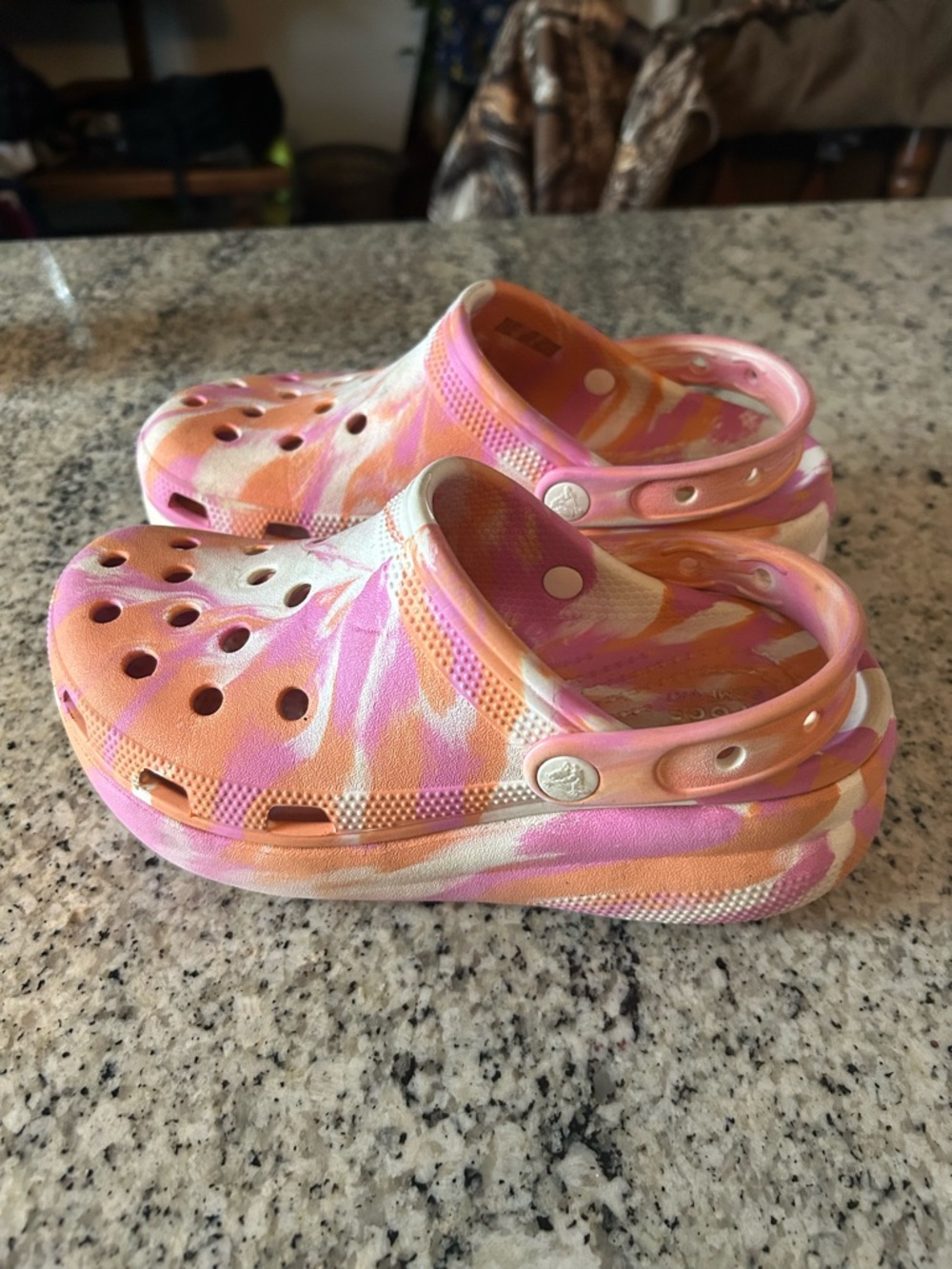 Pink & Orange Tie-Dye Platform Crocs